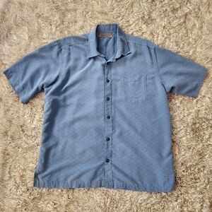 REI Short Sleeve Collared Button Down Men's‎ Shirt Rayon Blend Blue Size Large